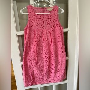 Michael Kors Pink Cotton Eyelet Dress, Size 8